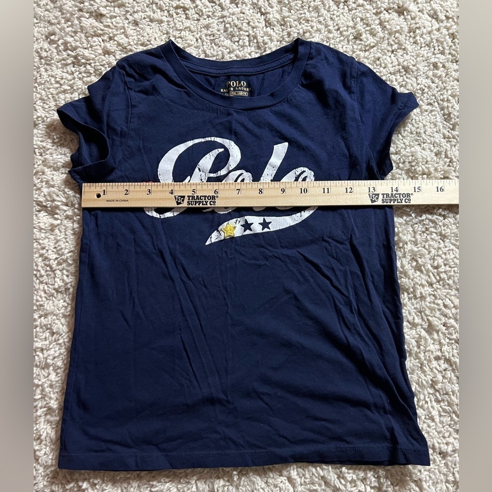 Size Medium Polo by Ralph Lauren Kids Navy Blue Shirt GUC - Picture 4 of 5